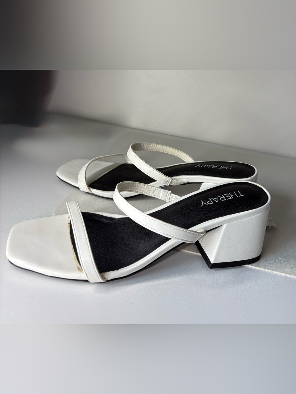 Princess Polly White Strappy Square Toe Block Heels